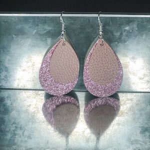 2” Faux Leather Tear Drop Earrings